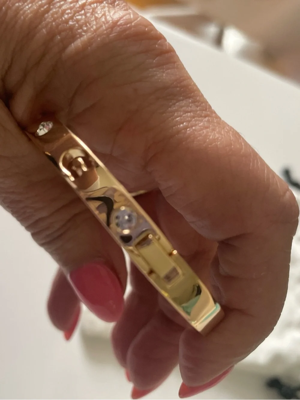 Coach  Gold Tone with crystals Slim Hinged Bangle